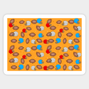 American Football - Helmet & Ball Seamless Pattern - Orange Background Sticker